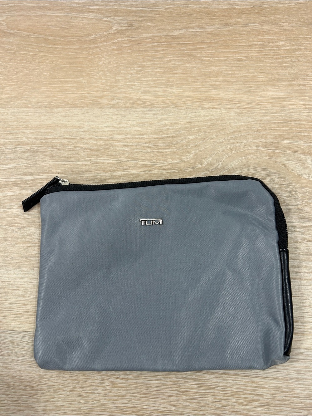Tumi Gray Travel Toiletry Pouch with Black Trim